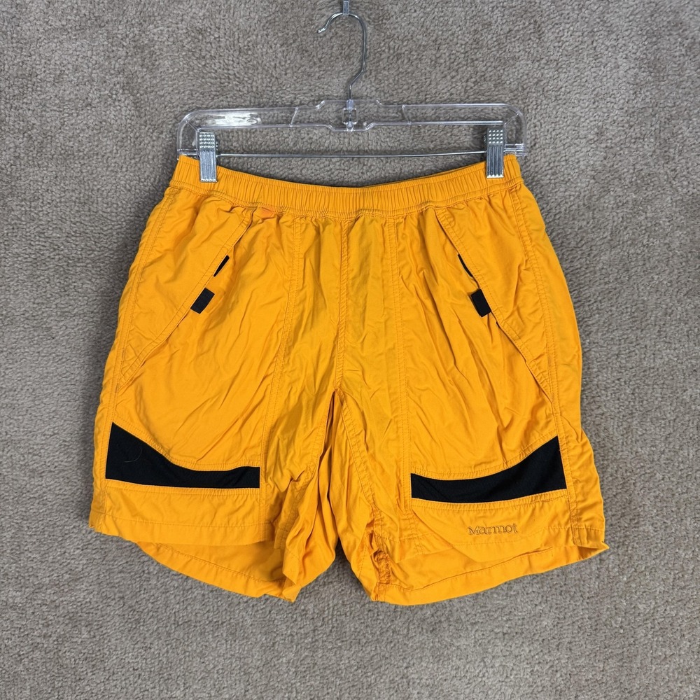 Marmot Shorts Mens Medium Yellow Quick Dry Nylon Mesh‎ Lined Swim Trunks Pockets